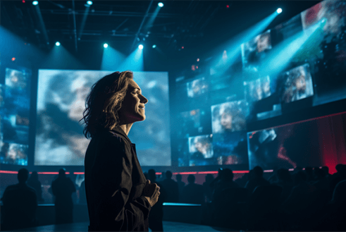 Women looking at screens